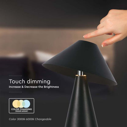 LED TABLE LAMP 1800mAH BATTERY D:180x240 3IN1 BLACK BODY