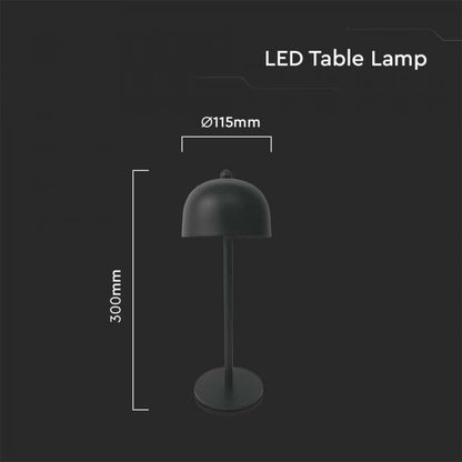 LED Table Lamp 1800mAh Battery 115x300 3in1 Black Body