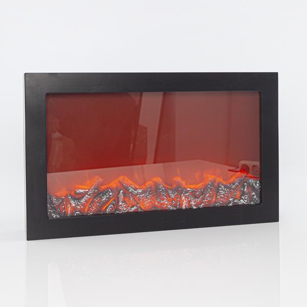 PLASTIC BLACK FIREPLACE WITH FLAME EFFECT, 60X11X36,5CM