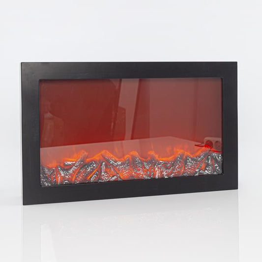 PLASTIC BLACK FIREPLACE WITH FLAME EFFECT, 60X11X36,5CM
