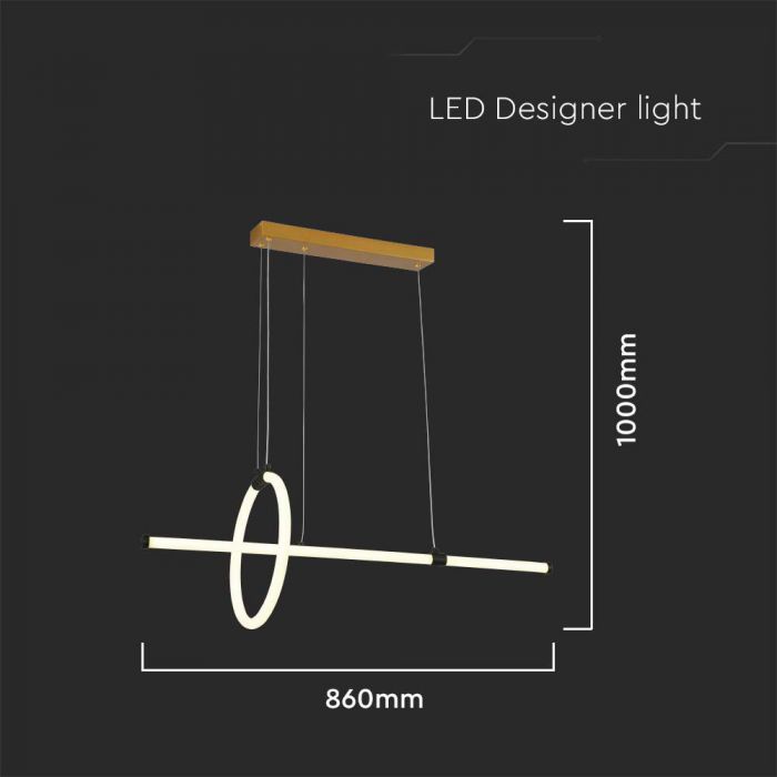 LED HANGING DECORATIVE LAMP L860xW300 3000K BLACK BODY