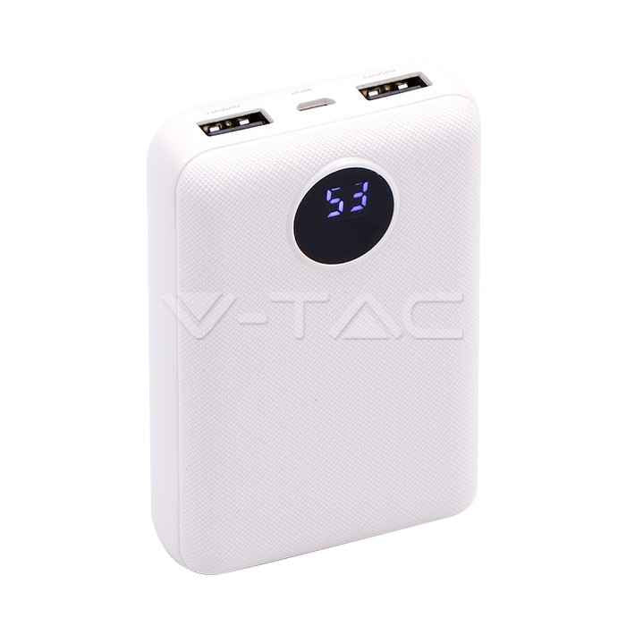 10000mAh Power Bank Display White