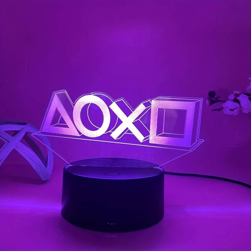1pc 3D Night Light, Gamepad Bedside Lamp, Acrylic Board Table Lamp, LED Smart Touch 16 Colors + Warm White Base 7 Colors + Black Base Warm White Mini Small Table Lamp
