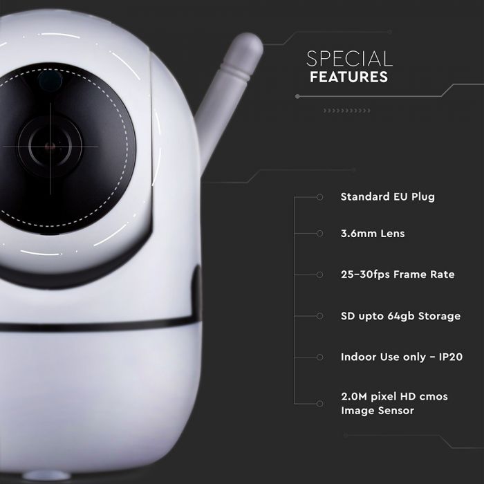 1080P IP INDOOR CAMERA WITH EU POWER PLUG & AUTO-TRACK FUNCTION