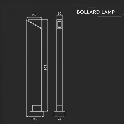 7W LED OUTDOOR BOLLARD LAMP 4000K IP65 BLACK BODY