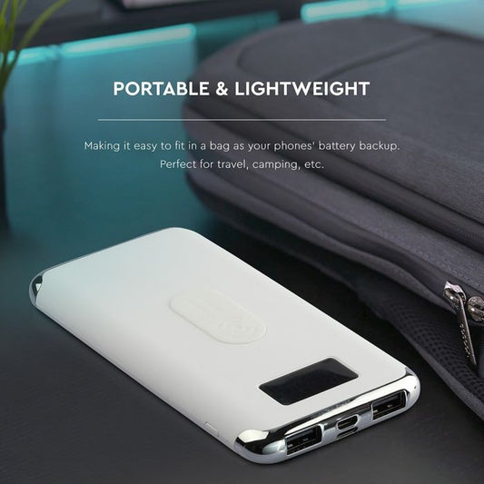 10000mAh POWER BANK WITH DISPLAY AND WIRELESS-WHITE
