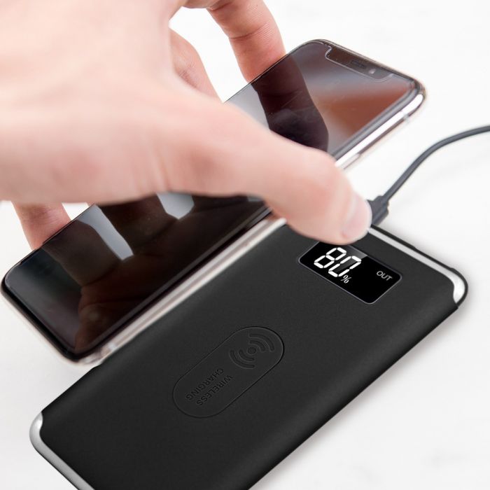 10000mAh POWER BANK WITH DISPLAY AND WIRELESS-BLACK