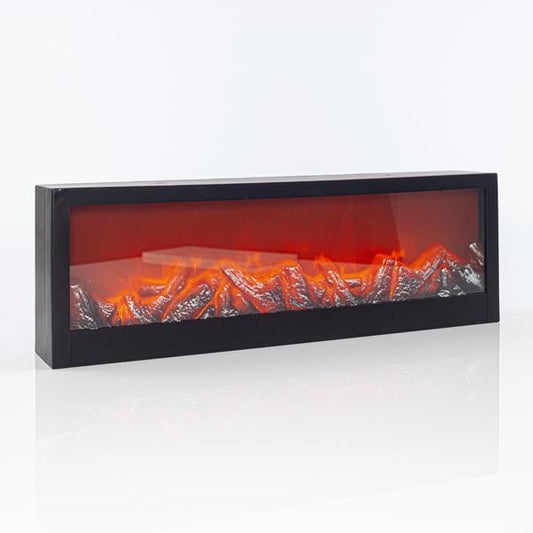 PLASTIC BLACK FIREPLACE WITH FLAME EFFECT, 60X10X20CM