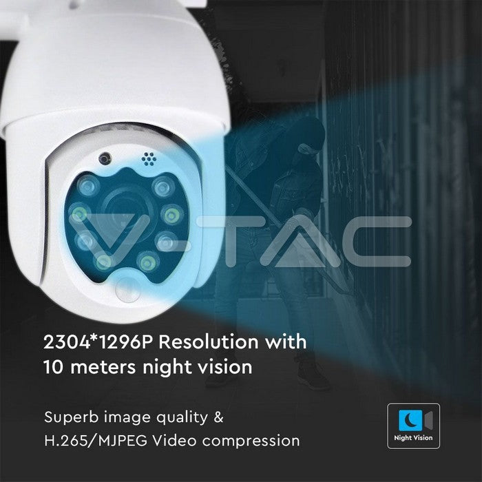 Wi-Fi Outdoor Camera 8 LED Lights 3MP IP65 Dome