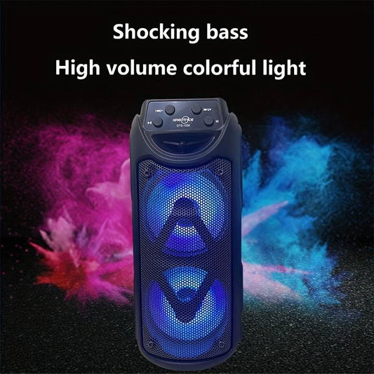 Super Large Sound, Dual 4-inch, Speaker, Outdoor Speaker, LED Light, Pluggable Card, USB, Microphone Connection, Large Camping Speaker, Portable, Wireless, Colorful Light