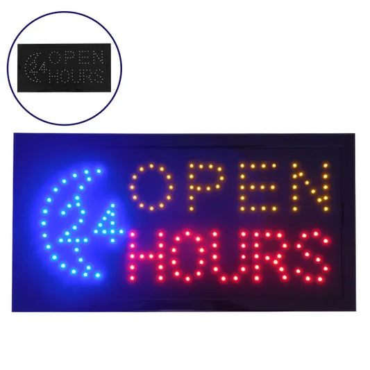 PEN 24 HOURS LED Sign Light with ON/OFF Switch and 230v Socket 48x2x25cm
