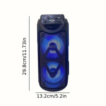 Super Large Sound, Dual 4-inch, Speaker, Outdoor Speaker, LED Light, Pluggable Card, USB, Microphone Connection, Large Camping Speaker, Portable, Wireless, Colorful Light
