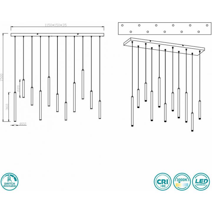 LED Pendant Lamp 11x2.5W COVENTRY Metal