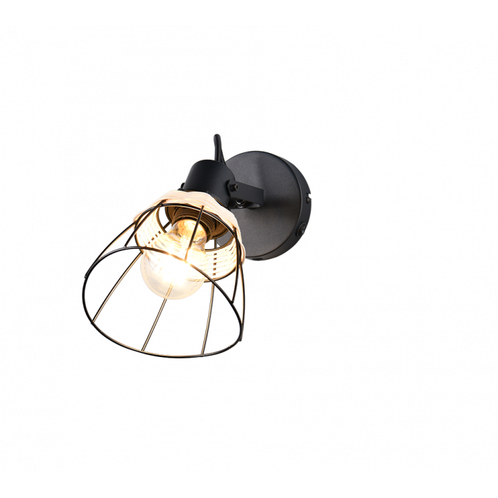 Wall Lamp 1xE27 JEROME Matte Black Metal-Rattan