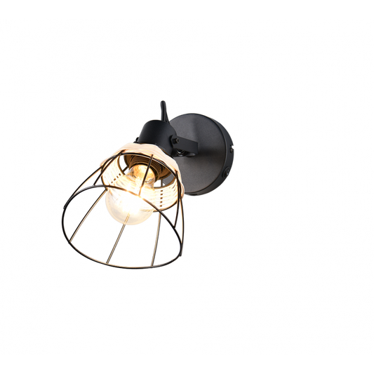 Wall Lamp 1xE27 JEROME Matte Black Metal-Rattan