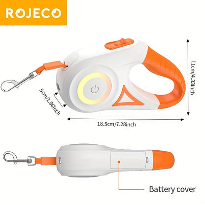 ROJECO 5M/16FT Αυτόματο αναδιπλούμενο λουρί σκύλου με φλας LED Υπαίθριο Μόλυβδο για τρέξιμο για κατοικίδια