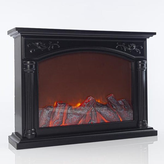 PLASTIC BLACK FIREPLACE WITH FLAME EFFECT, 55X13X40CM