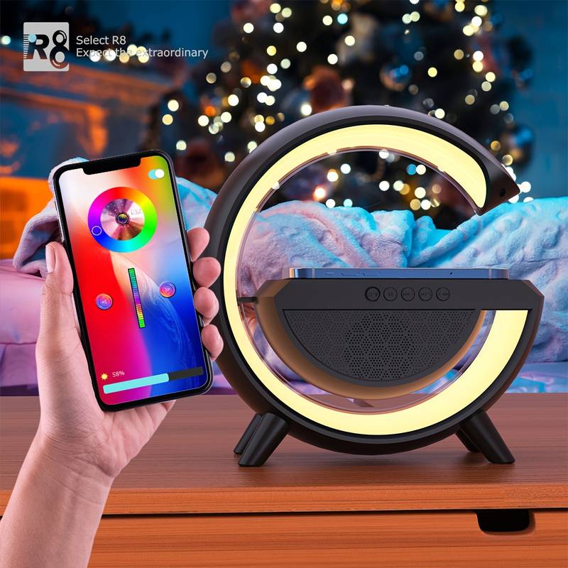 SM2301 Wireless Speaker 6 Lighting Modes Wireless Charging Function Compatible With IOS/Android System Black & White