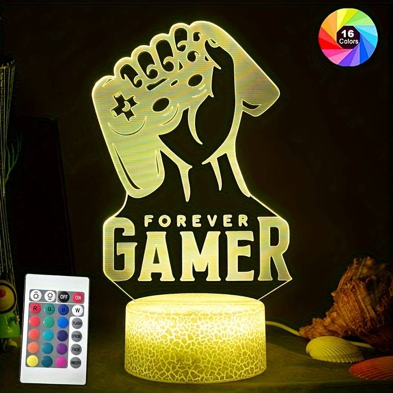 1pc 3D Three-dimensional Night Light, Game Logo Handle Bedside Lamp, Acrylic Plate Table Lamp, LED Smart Touch 16 Colors + Warm White Base 7 Colors + Black Base, Warm White Mini Table Lamp