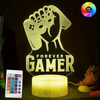 1pc 3D Three-dimensional Night Light, Game Logo Handle Bedside Lamp, Acrylic Plate Table Lamp, LED Smart Touch 16 Colors + Warm White Base 7 Colors + Black Base, Warm White Mini Table Lamp