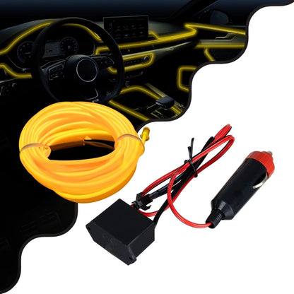 UBE 360° Degree Decorative EL-Wire Car Neon Cord SET 3m 1W/3m 30lm/m 360° DC 12V with Car Cigarette Lighter Plug Waterproof IP68 Yellow