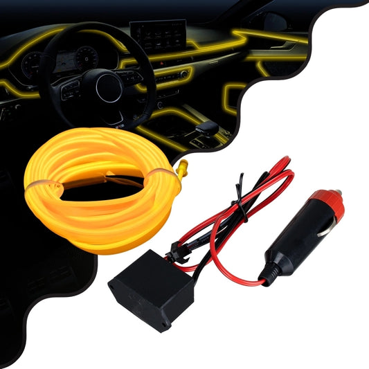 UBE 360° Degree Decorative EL-Wire Car Neon Cord SET 3m 1W/3m 30lm/m 360° DC 12V with Car Cigarette Lighter Plug Waterproof IP68 Yellow