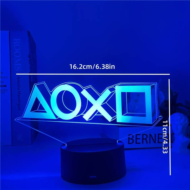 1pc 3D Night Light, Gamepad Bedside Lamp, Acrylic Board Table Lamp, LED Smart Touch 16 Colors + Warm White Base 7 Colors + Black Base Warm White Mini Small Table Lamp