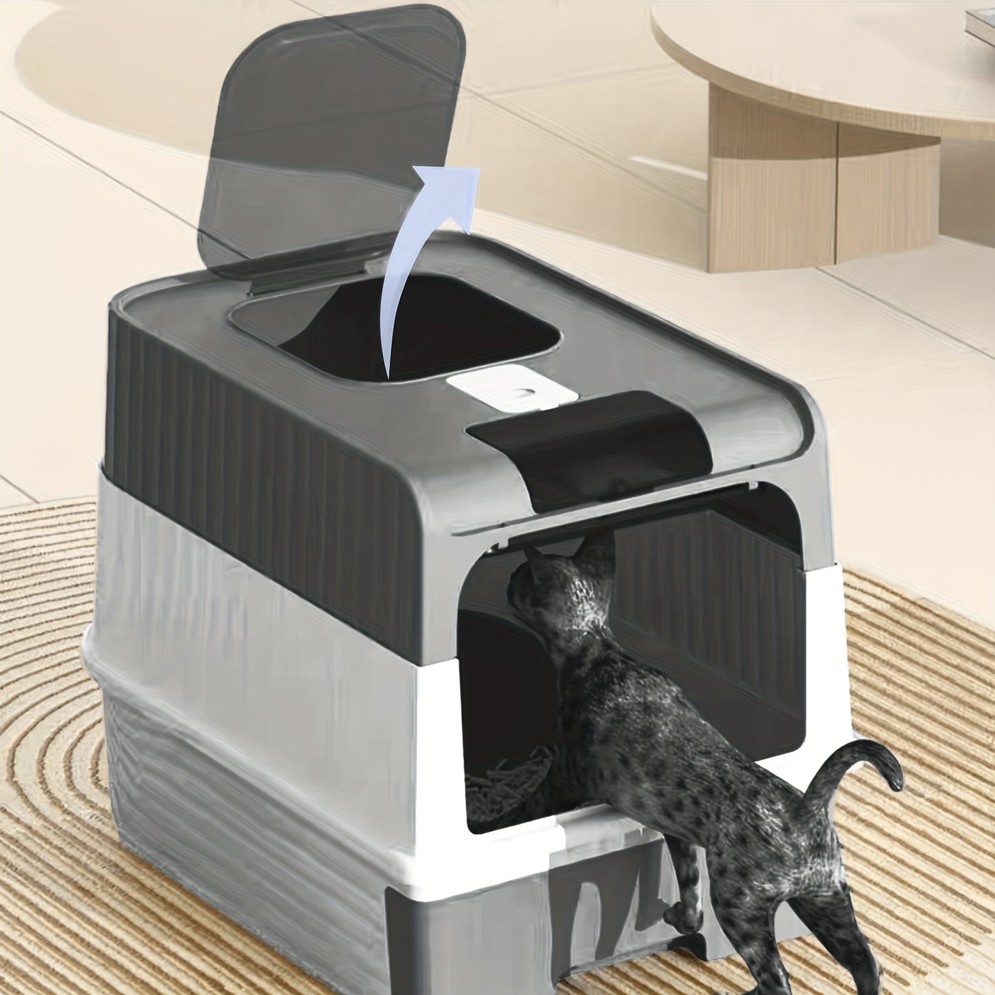 Portable Foldable Cat Litter Box With Anti-Splash Cover And Plastic Scoop - Easy To Clean And Install Pet Toilet With Lid