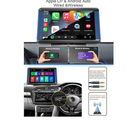 Universal Wireless Apple CP Android Auto Portable GPS Navigation, 7 Inch Full HD 1080P IPS Touch Screen, Car Radio FM USB AUX TYPE-C, Car MP5 Player Audio Receiver with Car rear view Backup reverse Camera