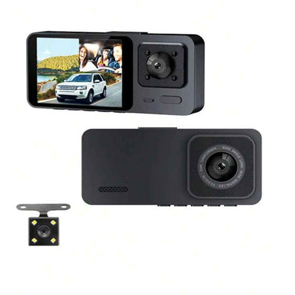 3 Lens 1080P Car Dashcam 2 Inch Mini Car Black Box G-Sensor Video Recording With Parking Monitoring