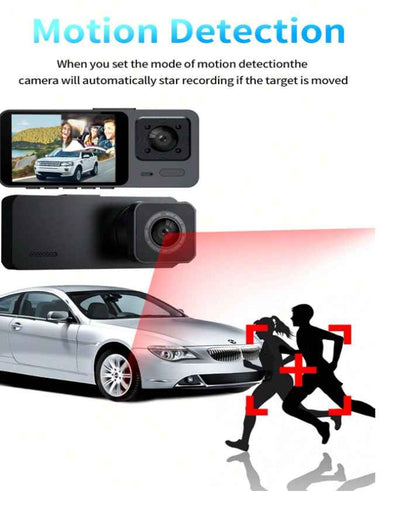 3 Lens 1080P Car Dashcam 2 Inch Mini Car Black Box G-Sensor Video Recording With Parking Monitoring