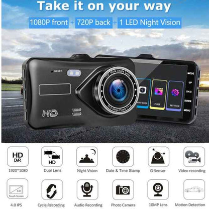 4 Inch 2.5D IPS Screen 1296P Dash Cam In Car DVR Camera Video Recorder