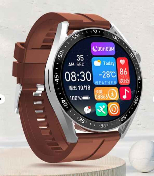 Brown Silicone Strap Tft1.28 Smart Watch