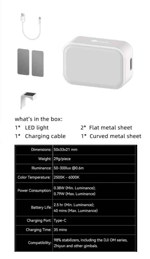 1pc Led Magnetic Fill Light, With Adjustable Color Temperature & Brightness,