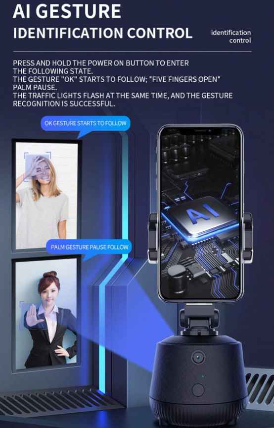 AI Gesture Recognition & Tracking Desktop Tripod