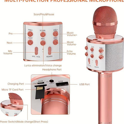 Children's Singing Microphone, Adult Wireless Karaoke Microphone, Portable Handheld Karaoke Machine,
