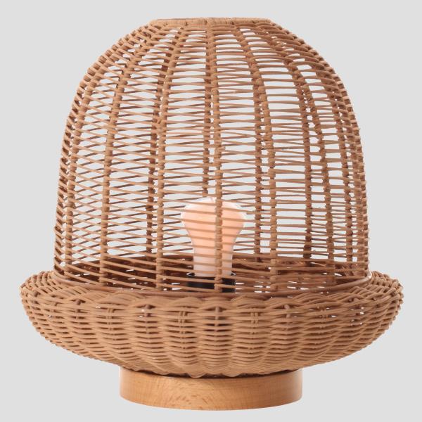 TABLE LAMP E27 BASE WOOD & RATTAN Φ29X30 BEIGE