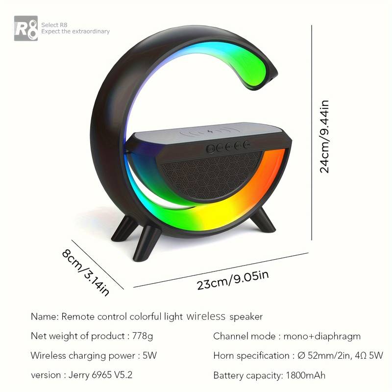 SM2301 Wireless Speaker 6 Lighting Modes Wireless Charging Function Compatible With IOS/Android System Black & White