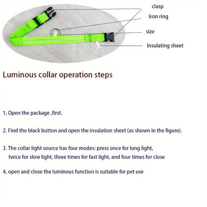 LED Glow-In-The-Dark Pet Collar For Small And Medium Dogs - Keep Your Pet Safe And Visible During Night Walks
