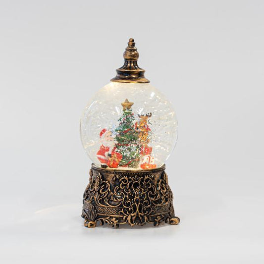 SNOWBALL TABLE DECORATIVE WITH TREE AND SANTA, PLASTIC, LIGHTED, WITH WATER, BATTERY OPERATED, 1 WARM WHITE LED, 12,3X12,3X22,5CM