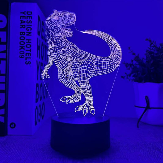 1pc 3D Night Light With Black Base, 7.71"x6.64", T-Rex Shaped