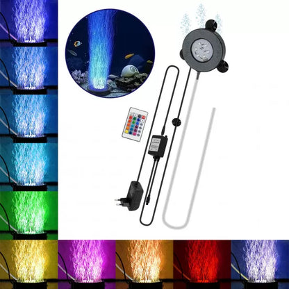 Aquarium Light & Oxygenator / Bubble Mechanism Φ10cm LED 9W 180° AC 230V Waterproof IP68 with IR Wireless Controller Colorful RGB