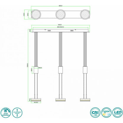 Pendant LED Lamp 3x9W Aluminum