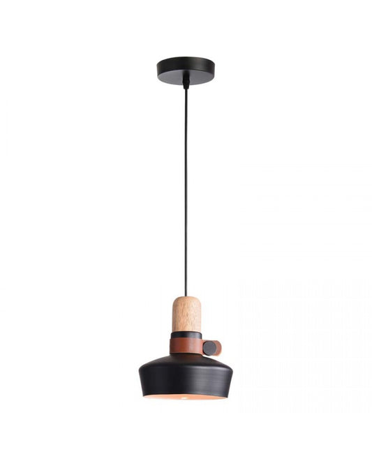 PENDANT LIGHT 1XE27 WOOD LEATHER