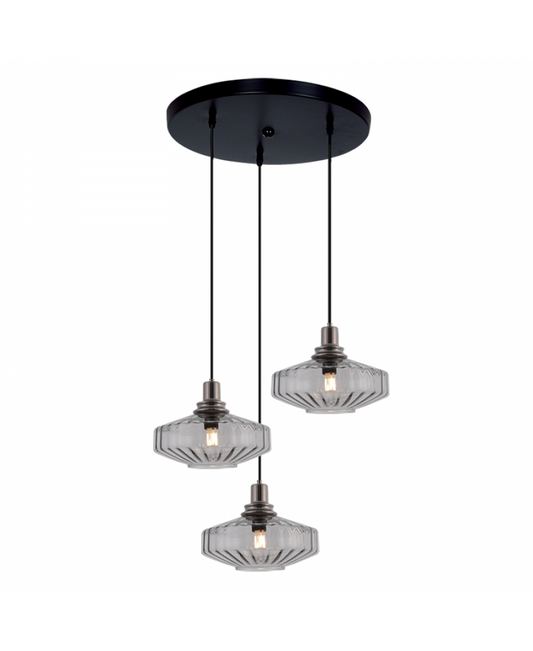 PENDANT LIGHT 3XE27 MAX 40W GLASS ANODISED DARK GREY