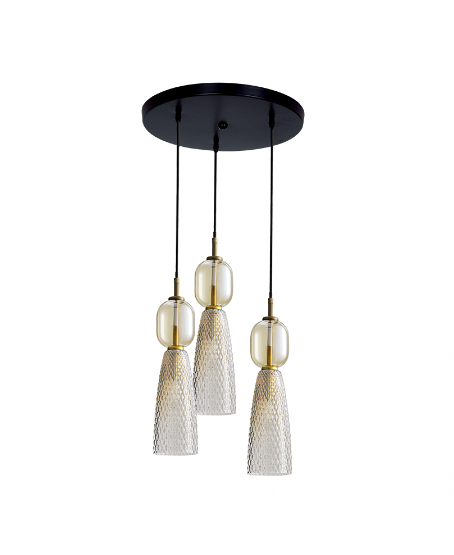 PENDANT LIGHT 3XE14 MAX 40W GLASS ANTIQUE BRASS