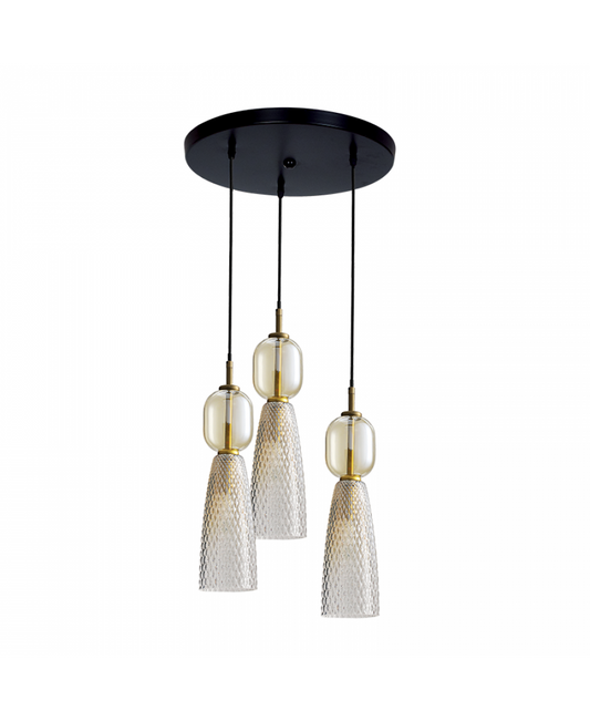 PENDANT LIGHT 3XE14 MAX 40W GLASS ANTIQUE BRASS