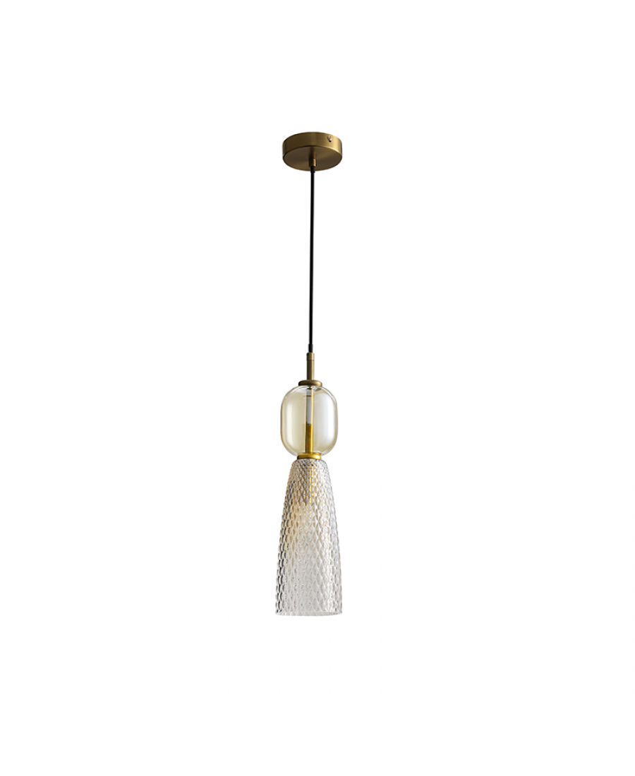 PENDANT LIGHT E14 MAX 40W METAL-GLASS ANTIQUE BRASS