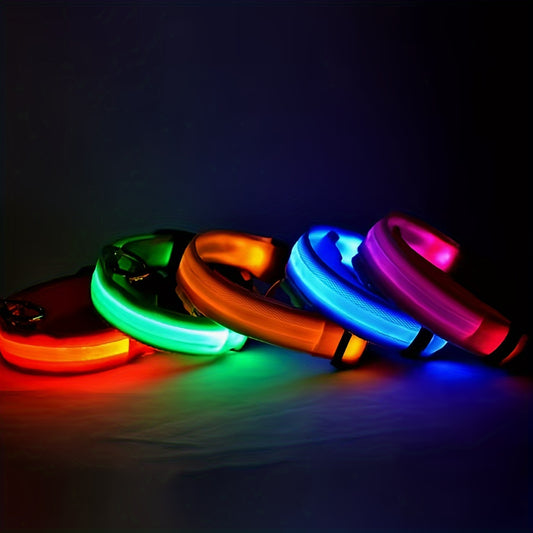 LED Glow-In-The-Dark Pet Collar For Small And Medium Dogs - Keep Your Pet Safe And Visible During Night Walks