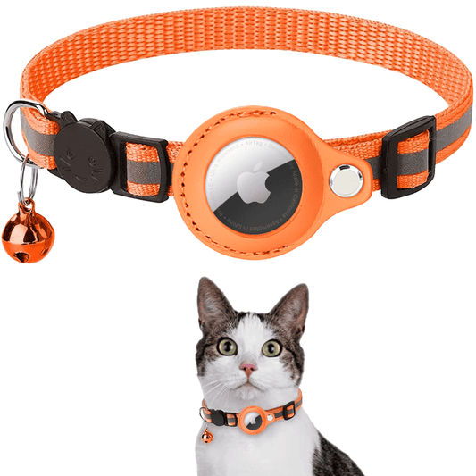 Reflective Cat Collar For Airtag, Pet Tracker Protective Cover, Adjustable Cat Collar With Breakaway Safety Buckle And Bell Ring For Kitten Puppy